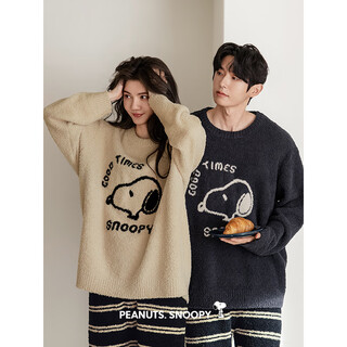 Benny bear beiyan autumn and winter coral velvet couple pajamas women's snoopy warm home clothes loose men's half velvet suit f60435 women's l size