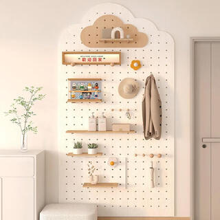 Tianmiaomiao hole board entrance door storage rack solid wood cloud storage rack wall hanging hanger dressing mirror integrated customization custom size color meter box/switch/mirror connection