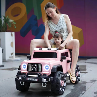 Bo'aotong children's electric car toy car can sit on adults with remote control four-wheel electric car that can drive baby's one-year-old gift pink four-wheel drive 12v7a + four-wheel light + leather seat