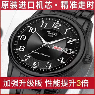 Swiss imported authentic fully automatic mechanical watch waterproof luminous steel men's calendar fashionable thin hollow men's watch black face all black ten years warranty + strong luminous waterproof flagship upgraded new version - gland