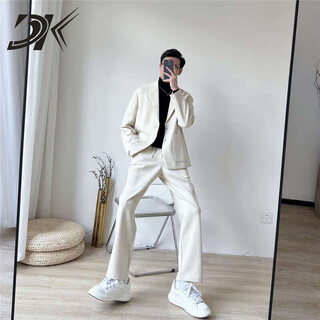 Dk high-end men's casual style suit suit men's spring and autumn korean style trendy loose casual high-end suit two-piece white suit + pants s 120jin jin is equal to within 0.5 kg