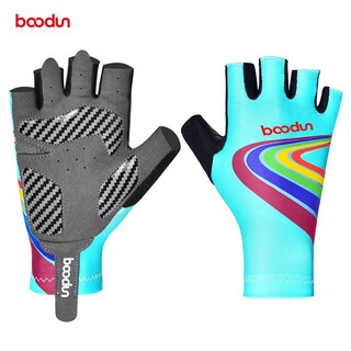 Boodun children's gloves half-finger summer single-pole balance car anti-slip bicycle sports skating thin cycling gloves sky blue s