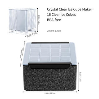 Transparent ice cube mold silicone 8-bar whiskey ice ball bubble-free ice making household commercial grinding ice tray 16-hole square ice mold 4.26x5.1cm