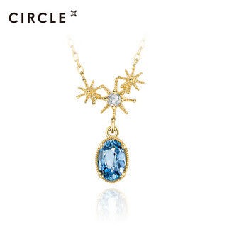 Chili jewelry star moon night series sea stone 9k gold necklace female star sky real diamond colorful pendant aquamarine