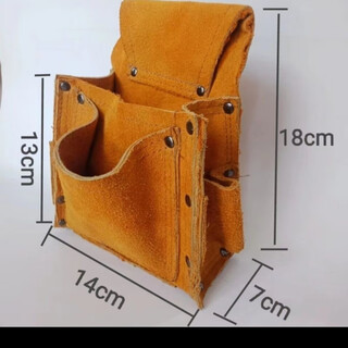 Vinoa woodworking nail pocket tool bag multifunctional waist bag men's cowhide construction site construction portable tool bag hardware nail pocket small nail bag (comes with nylon belt)