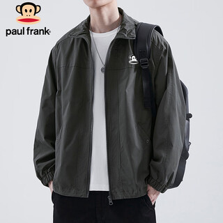 Paul frank jacket men's spring and autumn casual retro workwear jacket men's loose top windproof men's gray green l
