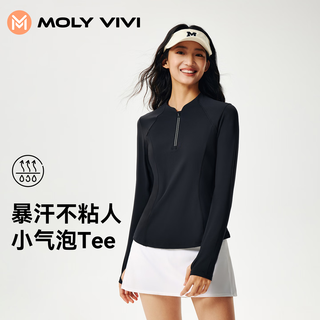 Moly vivi small bubble breathing sports long-sleeved 2025 new quick-drying t-shirt tops pilates fitness running yoga clothes for women dark night black s