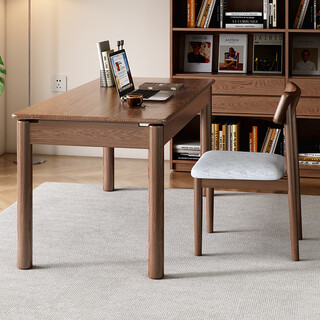 All solid wood desk home desktop computer desk adult desk 90/110/130/150cm white wax study table walnut desk tabletop 1.8 legs 6cm length 110*width 55*height 75cm