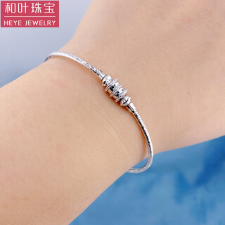 He ye explosive stretch small waist solid bracelet pt950 platinum platinum bracelet women's oval opening adjustable pt950 platinum solid stretch small waist bracelet 8.68g (can be worn with net hand circumference of 14cm to 15.5cm