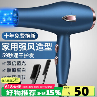 Philips (philips) same style german hair dryer for home use, hair salon, high power 2200w, barber shop negative ion hot and cold wind mute 2, german blue 18000 wind power, home use, three free for 10 years