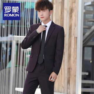 Luo meng suit men's korean version slim fit jacket groomsmen groom wedding business professional formal small suit men burgundy m