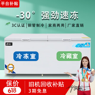 北极川冰柜商用智能温控卧式大容量冷柜家用冷藏冷冻展示柜冰箱保鲜柜雪糕柜 双温698白左冷冻右冷藏-约400L
