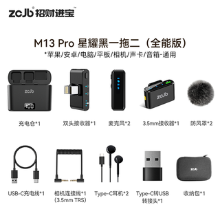 Zcjb wireless lavalier microphone anchor sound card live eating broadcast recording outdoor professional noise reduction short video little bee radio microphone karaoke wireless microphone mobile phone computer camera xingyao black one for two all-in-one version apple android computer camera universal