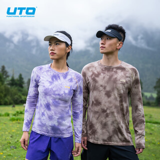 Uto merino wool tie-dye quick-drying long-sleeved men's and women's outdoor cross-country running t-shirt sports top muzan purple - women's l