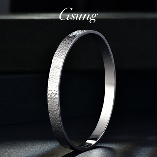 Gsung platinum closed hammer pattern bracelet for men pt950 pure platinum bracelet, grand chinese valentine's day gift for boyfriend, price by gram, contact before bidding