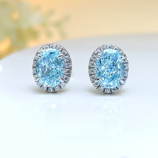 Fat donglai's same style, exquisite and compact aquamarine earrings, single-shaped, everyday niche design, 925 silver gold-plated, simple aquamarine earrings
