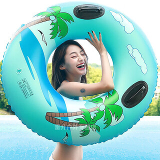 Renxian swimming ring adult thickened coconut tree adult double-layer inflatable swimming ring for men and women net celebrity wave swimming ring rescue blue thickened coconut tree swimming ring 80-200 jin jin equals 0.5 kg swimming ring + air pump + swimming cap + nose clip earplugs