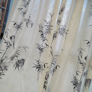 New chinese style curtains, bamboo leaves, window screens, props, background decoration, study room, teahouse, linen yarn velcro, no need to punch holes, chinese style bamboo leaves are not processed, width 3 points 5* height 2 points, 71 pieces, height can be cut