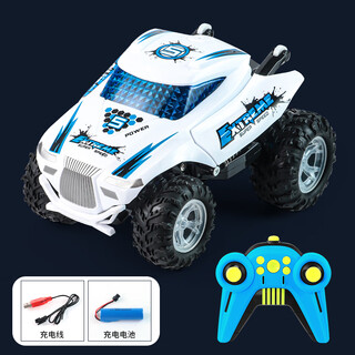Yikeen children's children's dance car remote control car toy boy upright spin stunt four-wheel drive off-road stunt dance car blue - lithium battery version
