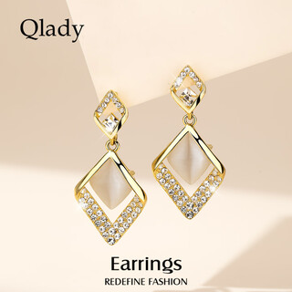 Qlady suitable for summer cat's eye silver earrings women's summer earrings 2025 new high-end light luxury niche earrings gift gold