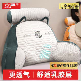 Jingyan bedside pillow, backrest bed, sleeping pillow, backrest cushion, soft bag bed, lumbar cushion, waist protector, cushion, pillow, sofa pillow, comfortable and breathable, husky + pillow, latex layer, 70cm*50cm*20cm, including pillow core, adult size (extra large), removable and washable