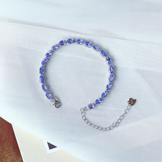Caox high-quality colorful natural tanzanite sterling silver inlaid bracelet for women, crystal colored gemstone, precision silver jewelry, loose stone about 3*5mm, randomly sent one tanzanite