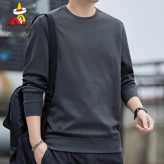 Scarecrow's new sweatshirt autumn and winter men's round neck long-sleeved loose versatile top fashion trend warm casual bottoming shirt wy dark gray regular style 2xl (recommended 135-150jin jin equals 0.5 kg)
