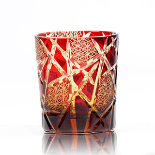 Sailoto's twilight of the gods personalized edo kiriko cup amber lightning hand-carved crystal whiskey glass amber red gift box