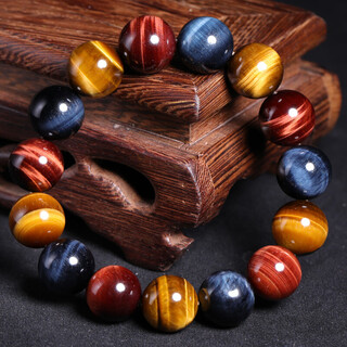 Pool case collection grade 14mm color gold blue and red tiger eye stone bracelet transfer bead bracelet for men and women, high-end color