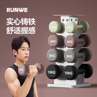 Langwei dumbbell men's fitness home women's dumbbell arm fitness equipment iron dumbbell gray 8kg *2 pieces