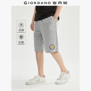 Giordano shorts men's black technology cool antibacterial sweatpants lion embroidered elastic waist sweatpants men 01104452 59 light gray l