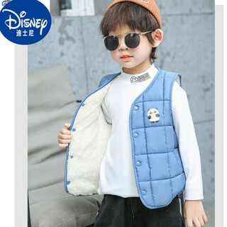 Disney children's vest for boys in autumn and winter thickened down cotton vest for girls, baby vests, older children's waistcoats for inner and outer wear, royal blue, children's vests with velvet 110