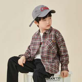 Duojia yarn-dyed small grid brushed shirt boys versatile shirt 2025 spring and autumn children's casual long-sleeved jacket