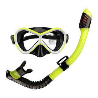 Diving goggles respirator tube children's snorkeling sambo mask diving equipment high-definition nose protection swimming goggles children and adolescents lemon yellow suit