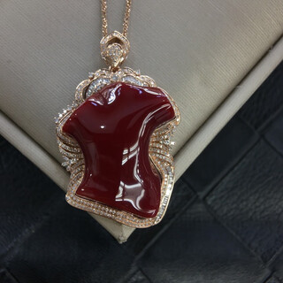 Zhaohao ox blood red akha coral pendant