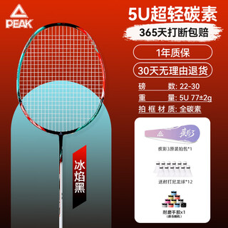 匹克（PEAK）羽毛球球拍 超轻5u专业单拍 全碳素 附手胶拍包精准控球高磅
