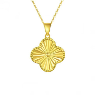 Qianjun gold 999 pure gold silver necklace women's laser four-leaf clover pendant 5g craft clavicle chain as a gift for your girlfriend laser four-leaf clover+s925 necklace