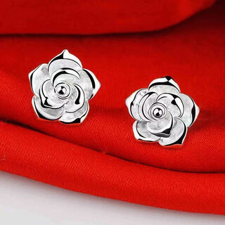 Rsrddy lao phoenix 9999 sterling silver earrings women's ethnic style rose earrings hypoallergenic earrings 2025 new style sterling silver rose hook earrings lao fengxiang same style 7.86g