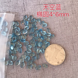 Fat donglai's same style of aquamarine ring cotton split body natural l aquamarine ring surface small particles egg surface bare stone sky 4*6mm sky blue error about 0.2 single price