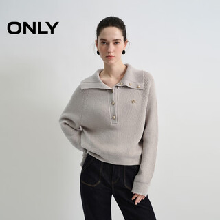 Only 2025 autumn elegant and intelligent raglan sleeve solid color large lapel sweater for women|125313027