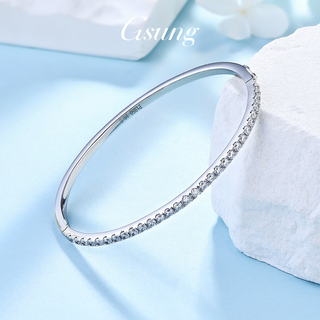 Gsung platinum moissanite bracelet women's pt950 pure platinum bracelet noble and elegant chinese valentine's day gift for wife priced by gram contact before buying