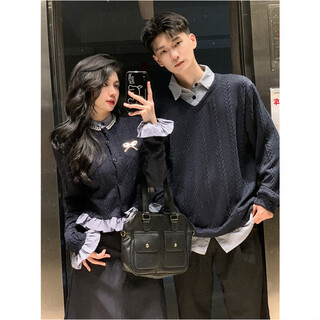 Couple clothing autumn and winter 2026 new ins super hot sweater for one man and one woman korean style french knitted sweater jacket spliced women's top xl