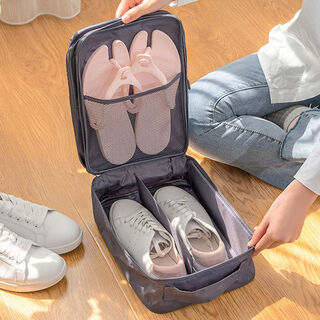 Cat shoe storage bag travel portable luggage artifact three-layer shoe bag shoe bag storage upgraded recycled shoe bag gray can hold sizes 25-42
