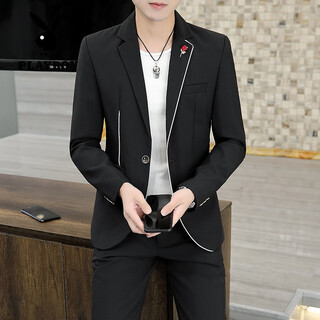 Playboy (playboy) korean style casual suit men's spring and autumn slim business formal wear groom handsome british small suit handsome black (three-piece suit - top + pants + t-shirt) m 80-105jin jin is equal to about 0.5 kg