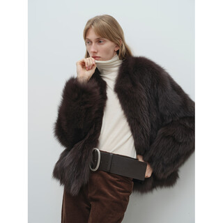 Msbeast miss beast imported from finland whole leather fox fur triangle collar fur coat for women winter丨wabi sabita north island dark carbon gray m