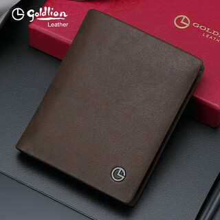 Goldlion men's wallet vertical wallet bi-fold wallet multi-card slot ticket holder gift box birthday gift for dad