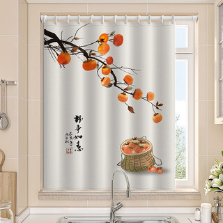 Fantasy kitchen curtains are installed without drilling, special oil-proof windows, sun protection, heat insulation and sunshade cloth curtains are simple. 3# ruyi life, small hole c ring, curtain width 100x height 10cm, free telescopic rod + rod holder