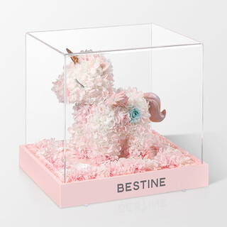 Bai zhiting chinese valentine's day gift eternal flower unicorn gift box rose ornaments girlfriend's valentine's day anna pink-33cm
