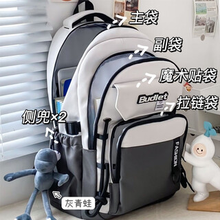 Jungle bird schoolbag boys junior high school students fifth and sixth grade large capacity 2025 new men's high school student backpack male gray gray frog