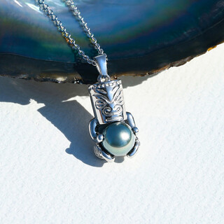 Chinese valentine's day gift pearl necklace theshe jewelry natural black simple totem pendant s grade premium flawless+silver necklace+gift box+certificate 10-11mm x 45cm